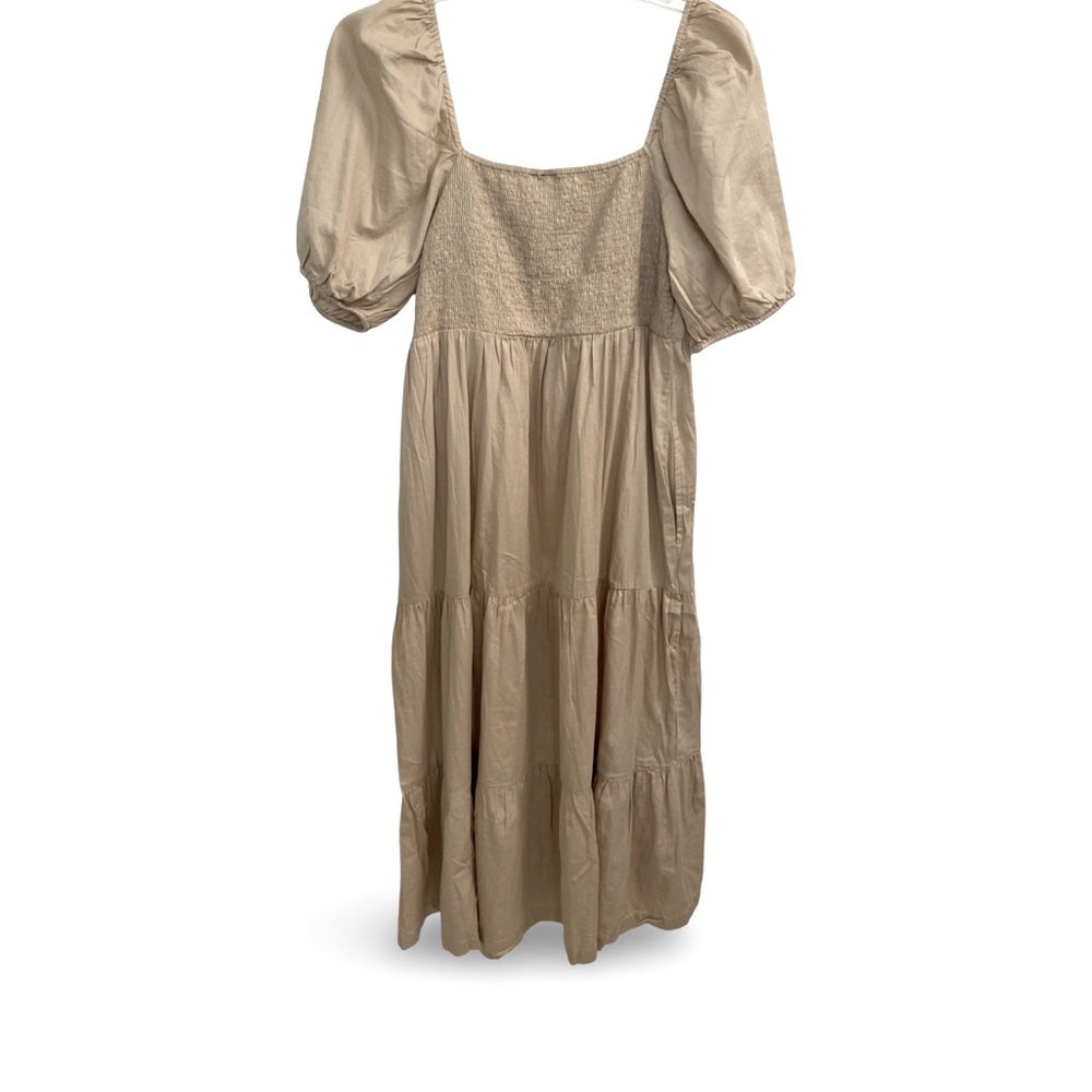 GAP Puff Tiered Midi Dress in Sand Khaki Tan Size XL Tall NWT - Picture 5 of 11